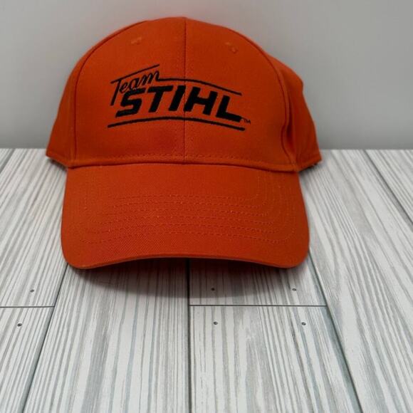 Team Stihl Outdoors Adjustable Strapback Hat Blaze Orange Cap, One Size Fits All - Picture 1 of 6